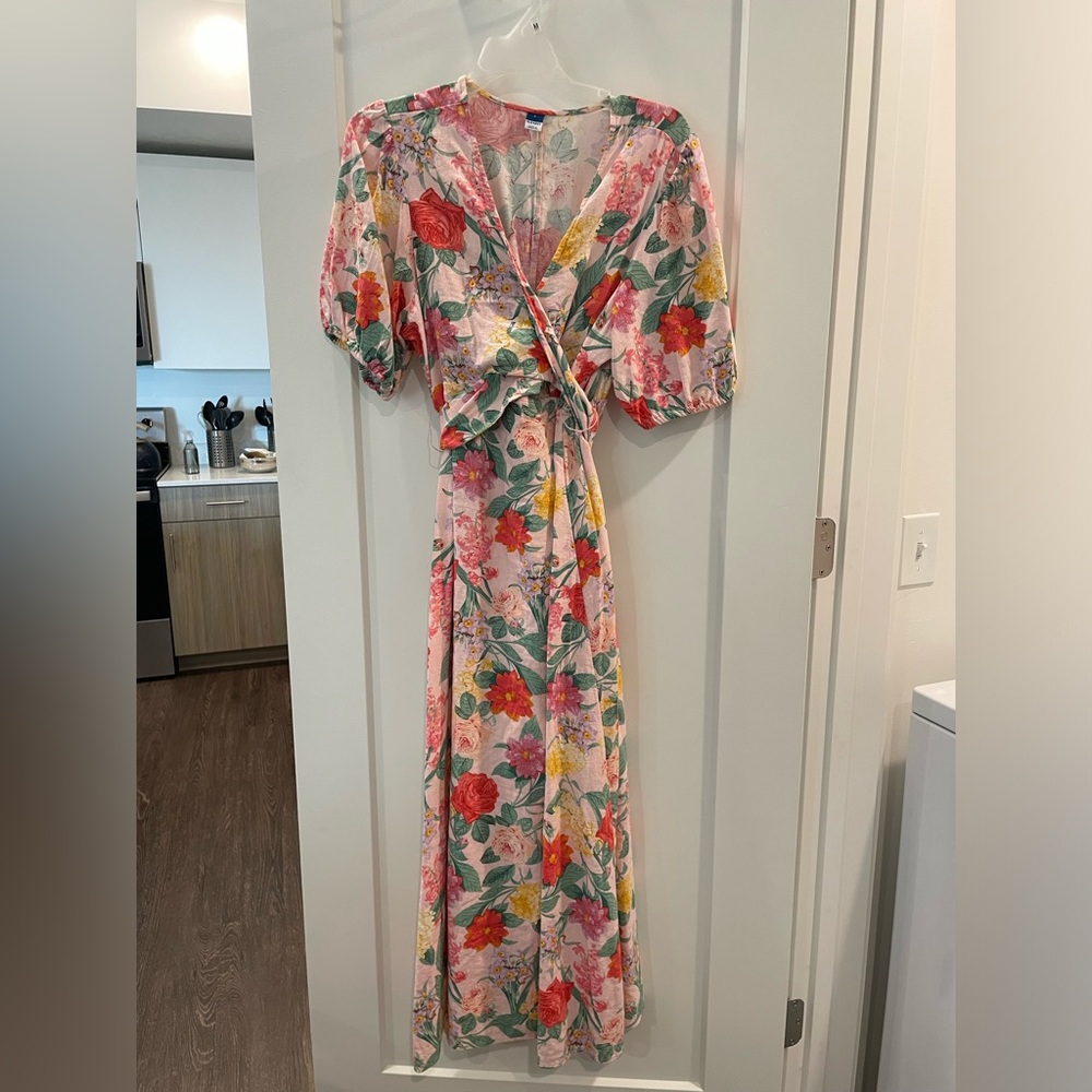 Old navy - linen blend floral maxi dress - large
